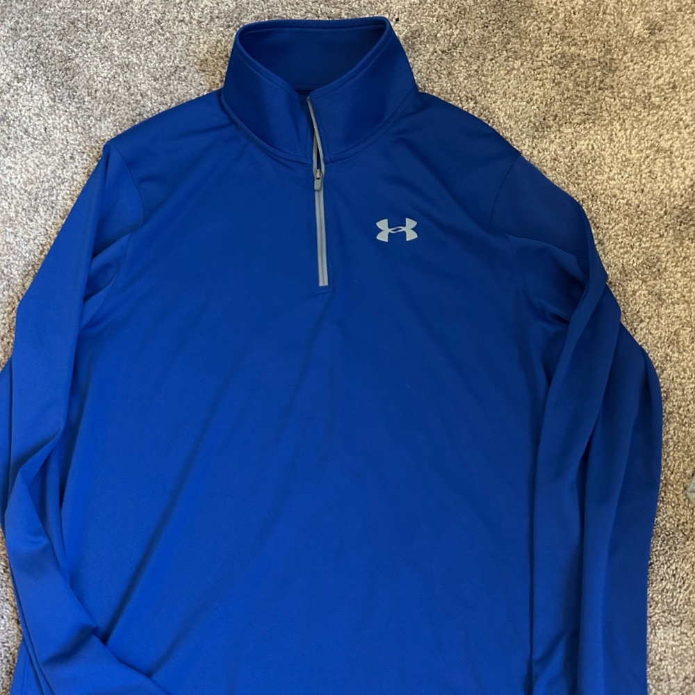 Under Armour Men's Performance Heat Gear 1/4 Zip Shirt Blue Size Medium